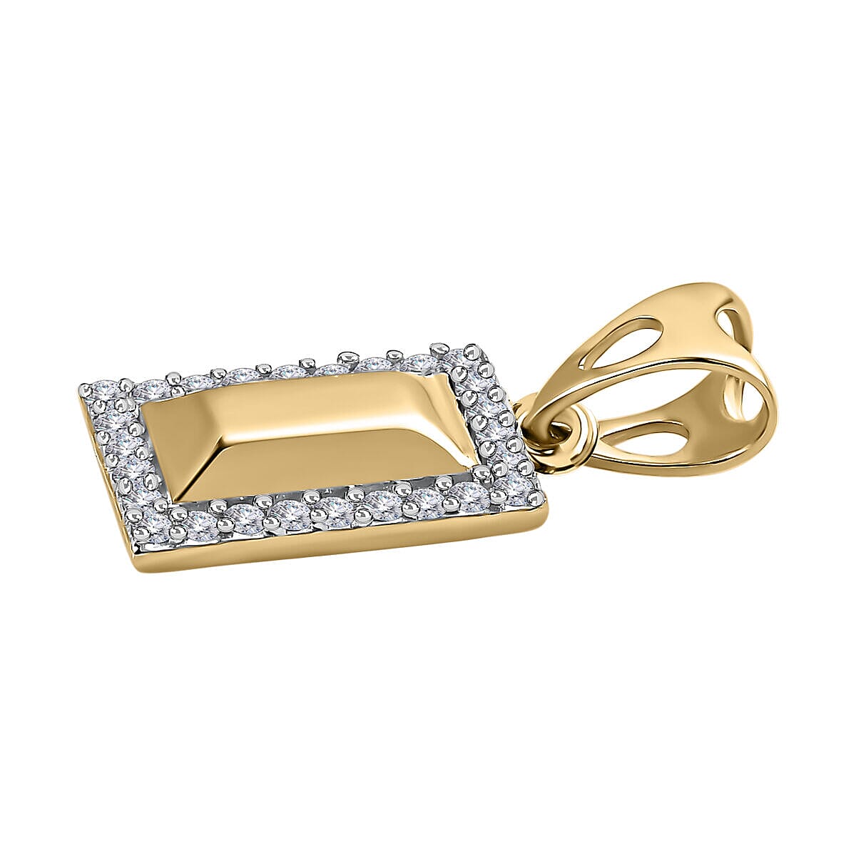 9K Yellow Gold and Diamond (G-H) Bar Pendant