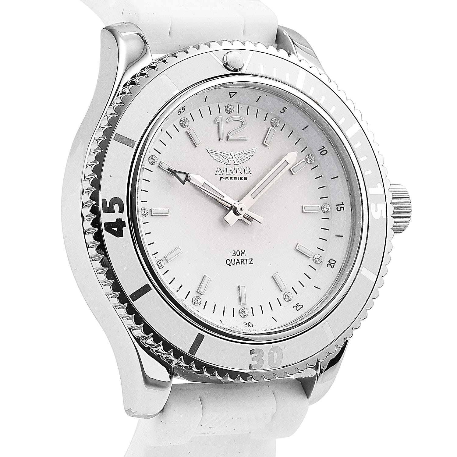 Closeout Deal - Aviator F-Series Quartz Movement White Dial Water Resistant Ladies Watch with 4 Interchangeable Straps