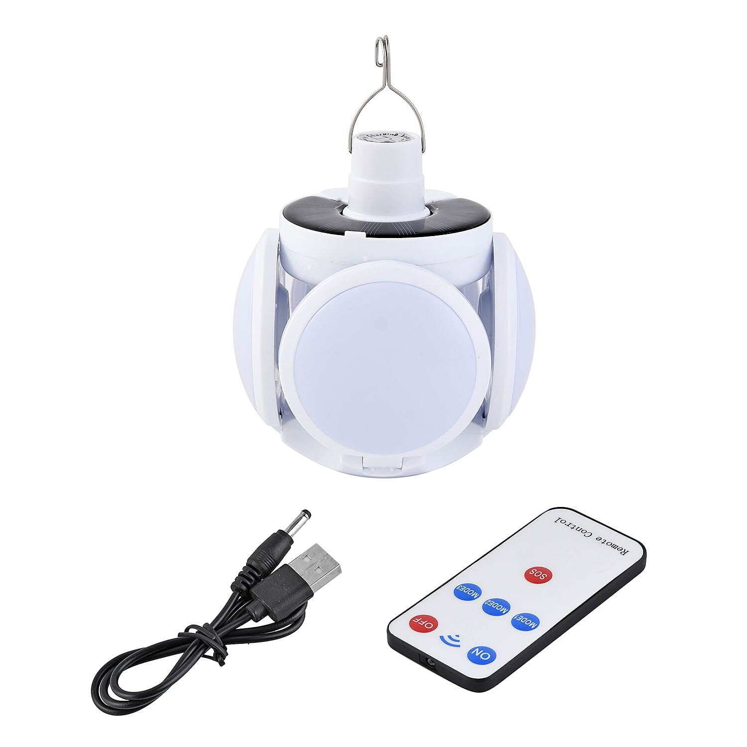 Indoor and Outdoor Solar Rechargeable Light with Remote (800 mAh-Li Battery Built -in USB & Solar Panels Charge)