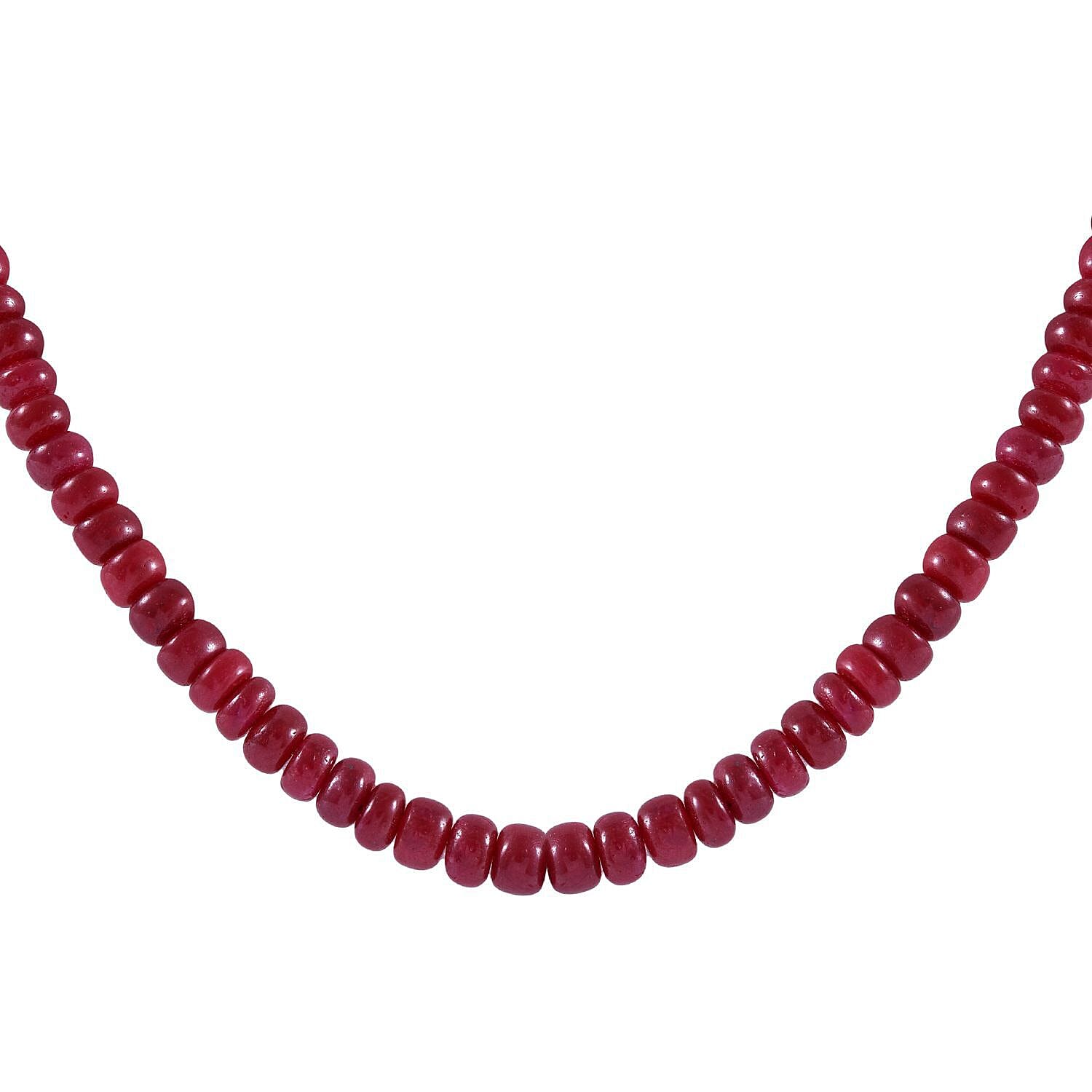 Indian Ruby  Necklace (Size - 20) With Lobster Clasp, Sterling Silver 150.00 ct.