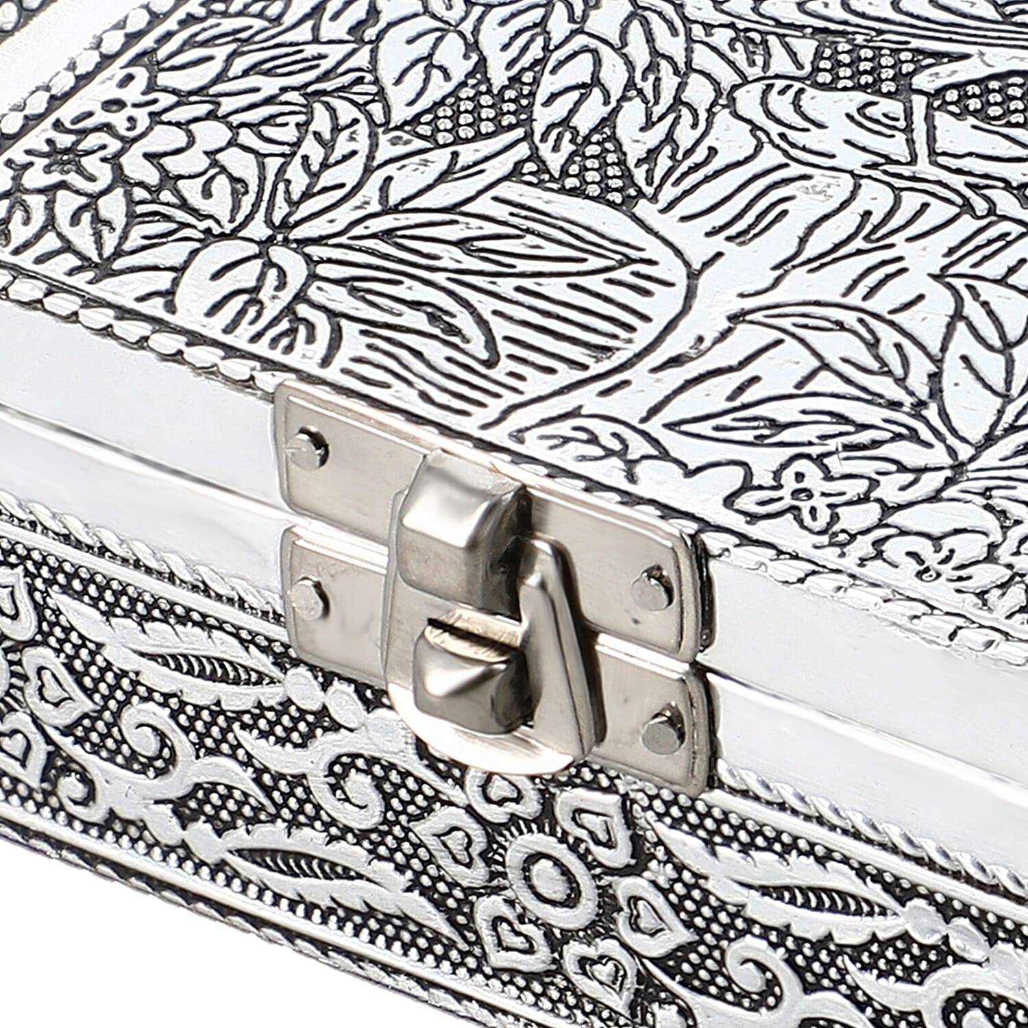 Set of 3 Handcrafted Aluminium Bird on Tree Top Embossed Storage Box (Size 16x10x4 cm)