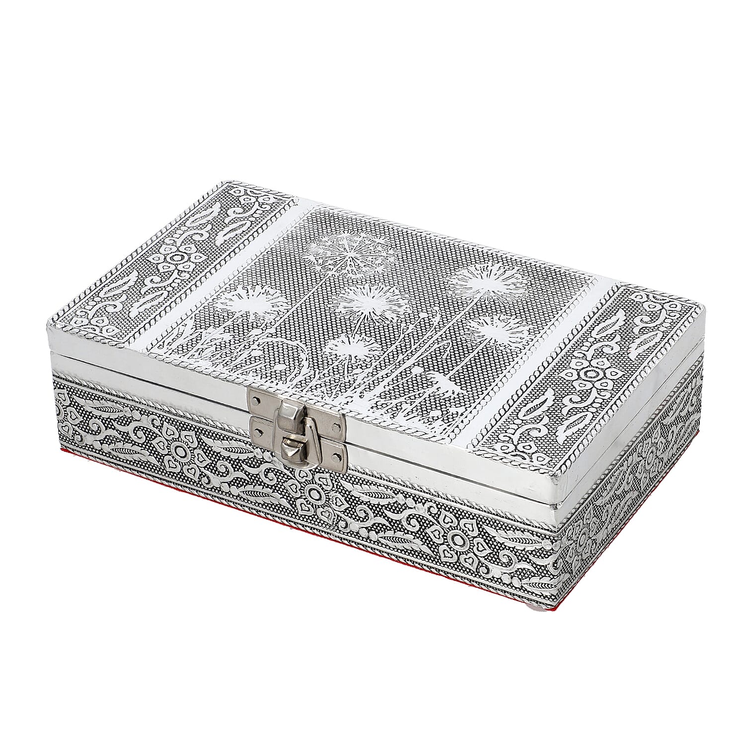 Set of 3 Handcrafted Aluminium Dandelion Flower Embossed Storage Box (Size 16x10x4 cm)