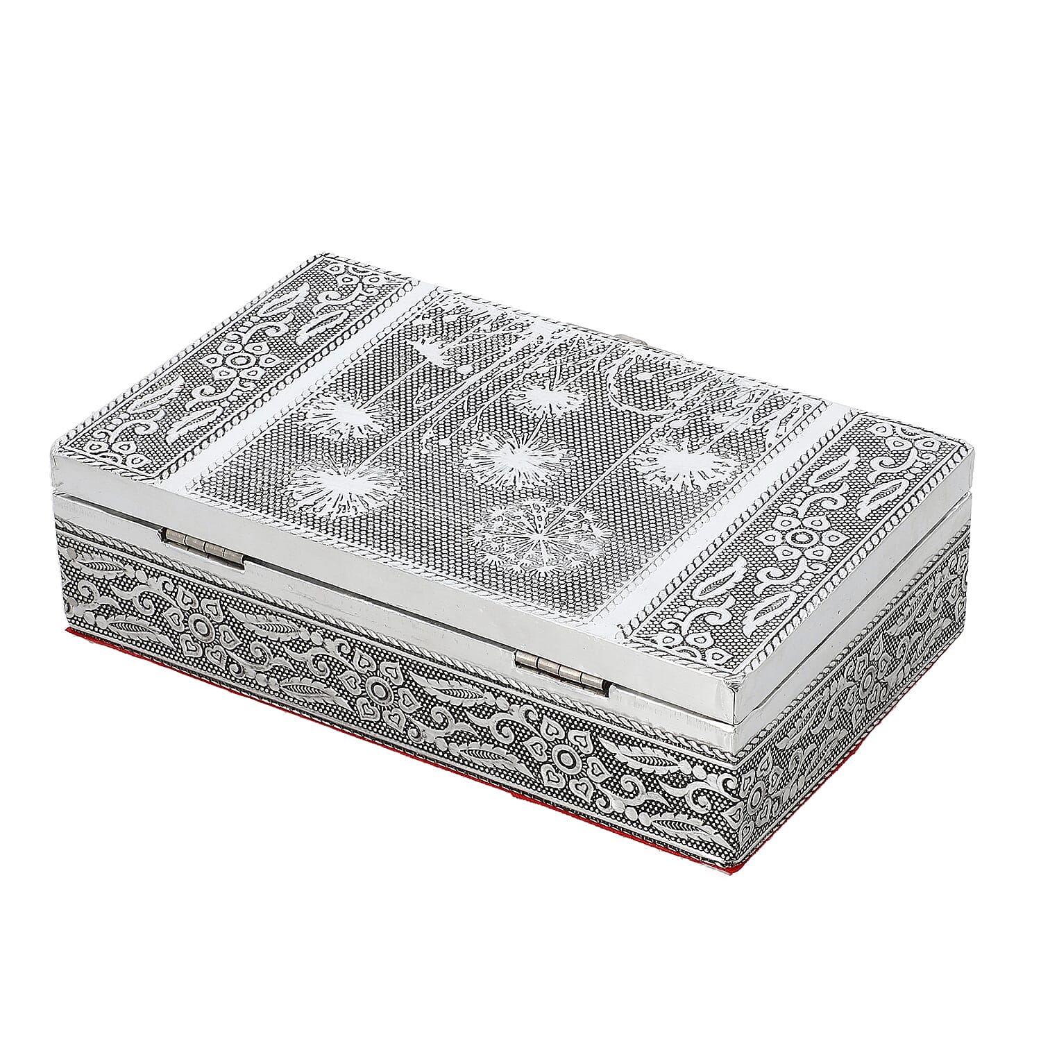 Set of 3 Handcrafted Aluminium Dandelion Flower Embossed Storage Box (Size 16x10x4 cm)