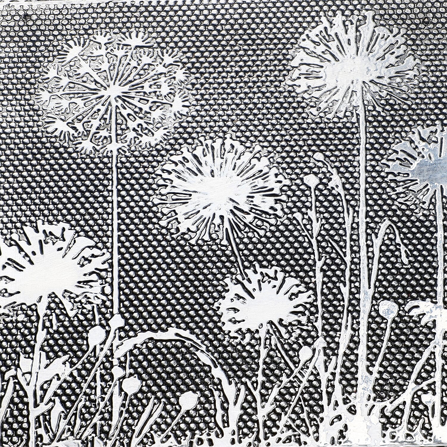 Set of 3 Handcrafted Aluminium Dandelion Flower Embossed Storage Box (Size 16x10x4 cm)