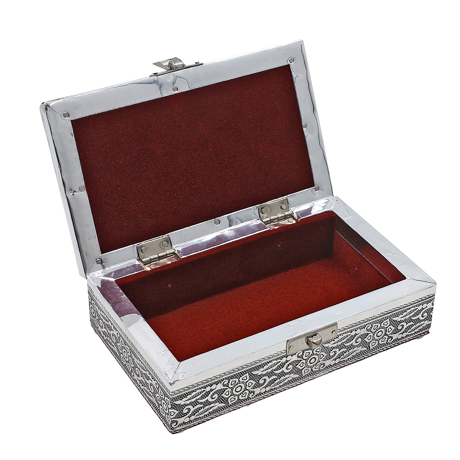 Set of 3 Handcrafted Aluminium Butterfly Embossed Storage Box (Size 16x10x4 cm)