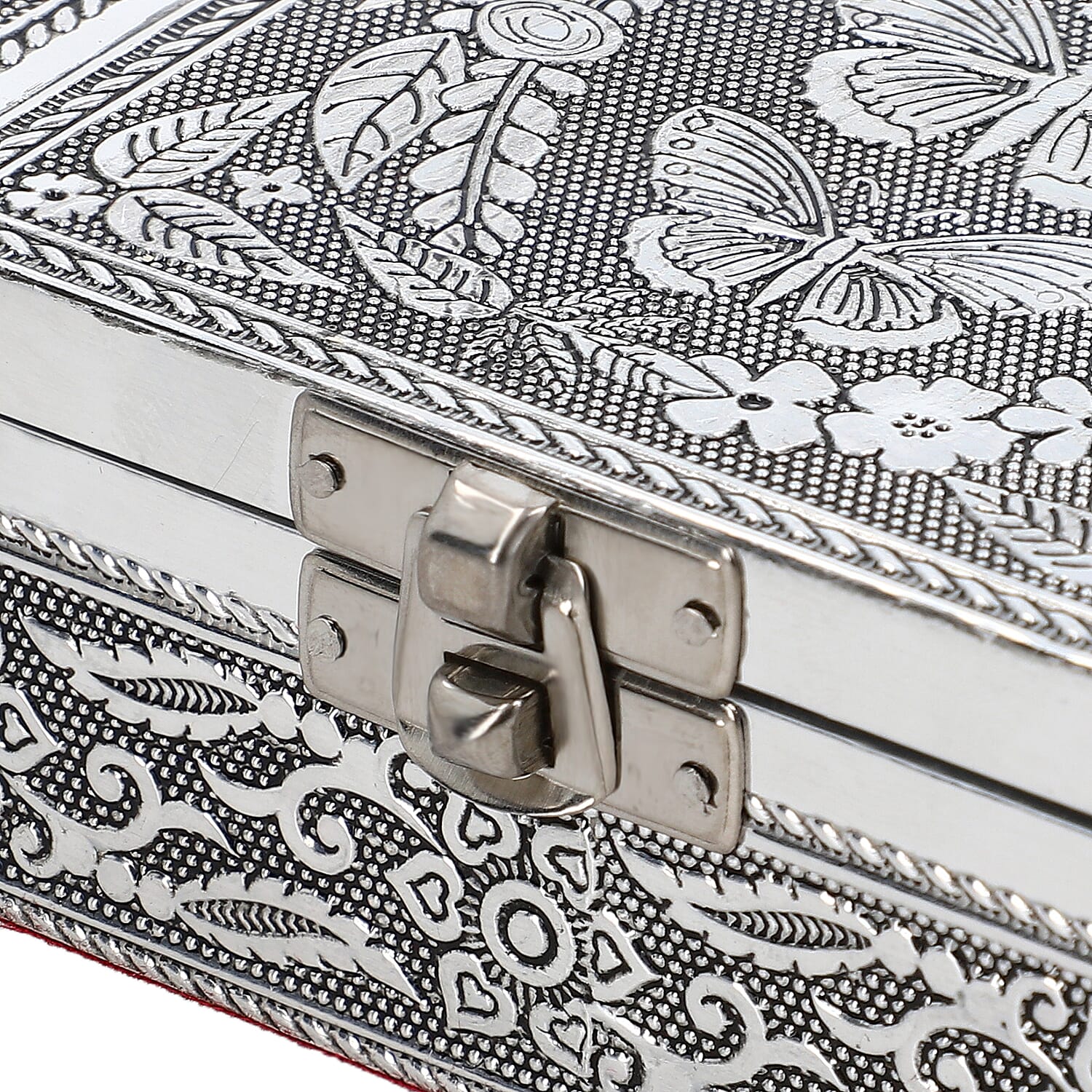 Set of 3 Handcrafted Aluminium Butterfly Embossed Storage Box (Size 16x10x4 cm)