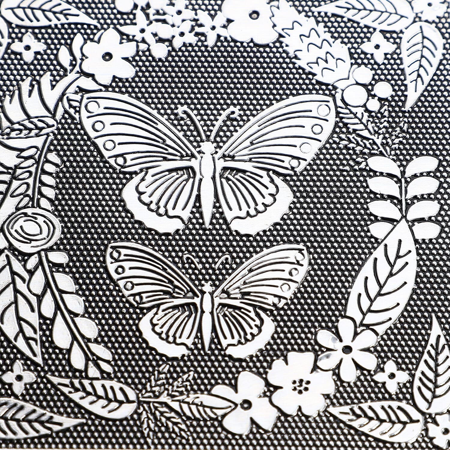 Set of 3 Handcrafted Aluminium Butterfly Embossed Storage Box (Size 16x10x4 cm)