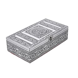 Butterfly Embossed Storage Box (Size 27x15x7 cm) - Silver