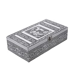 Butterfly Embossed Storage Box (Size 27x15x7 cm) - Silver
