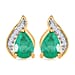 9K Yellow Gold AA Zambian Emerald and Diamond I3 - G-H (Push Post) Solitaire Earrings 1.282 Ct.
