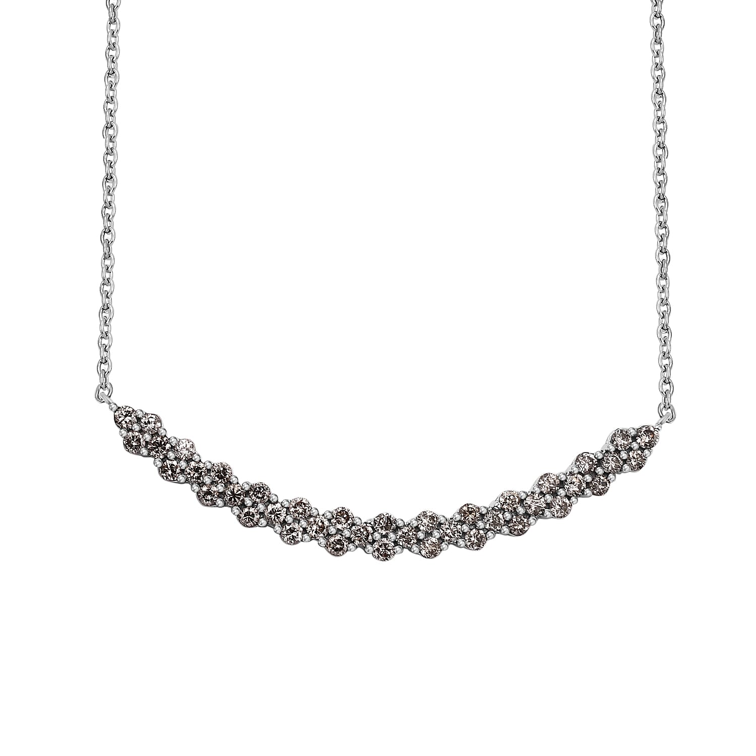 NY Close Out 9K White Gold Diamond (I1-I2-G-H) Necklace (Size - 16-18) 1.00 Ct