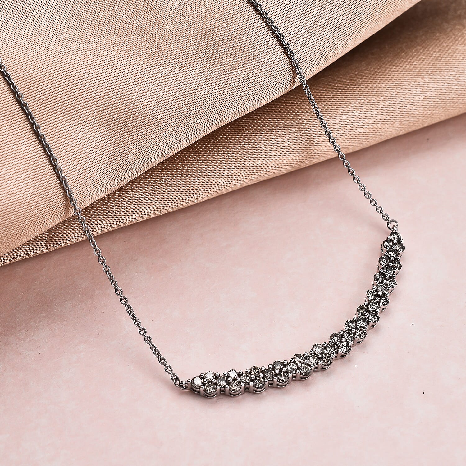 NY Close Out 9K White Gold Diamond (I1-I2-G-H) Necklace (Size - 16-18) 1.00 Ct