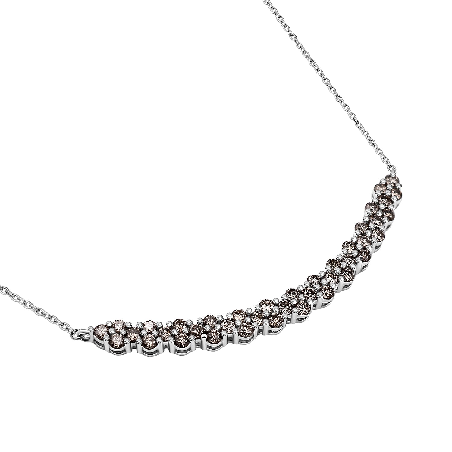 NY Close Out 9K White Gold Diamond (I1-I2-G-H) Necklace (Size - 16-18) 1.00 Ct