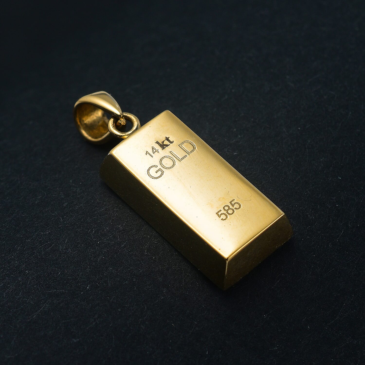 14K Solid Yellow Gold Bar Pendant
