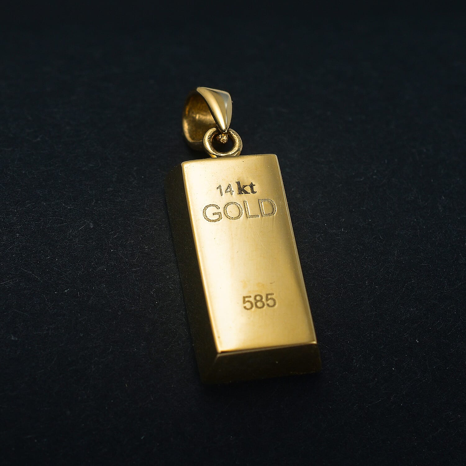 14K Solid Yellow Gold Bar Pendant