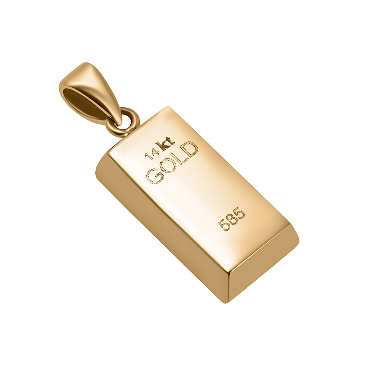 14K Solid Yellow Gold Bar Pendant