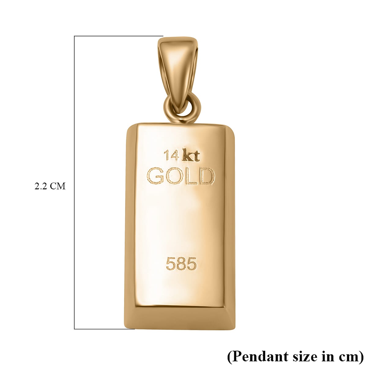 14K Solid Yellow Gold Bar Pendant