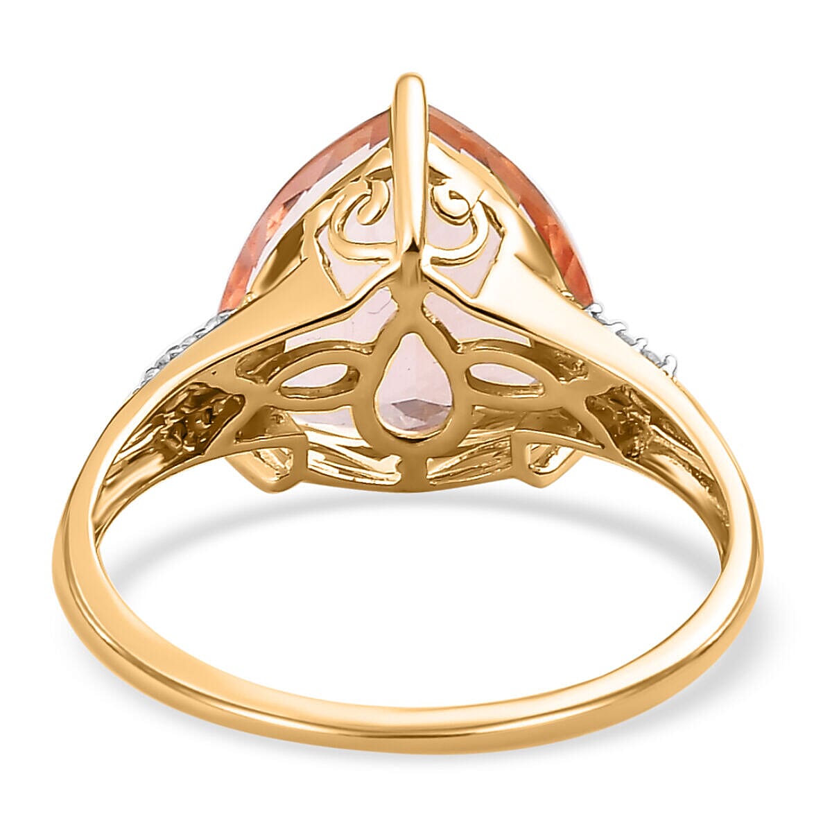 9K Yellow Gold AAA Morganite and Natural Diamond Ring 5.41 Ct.