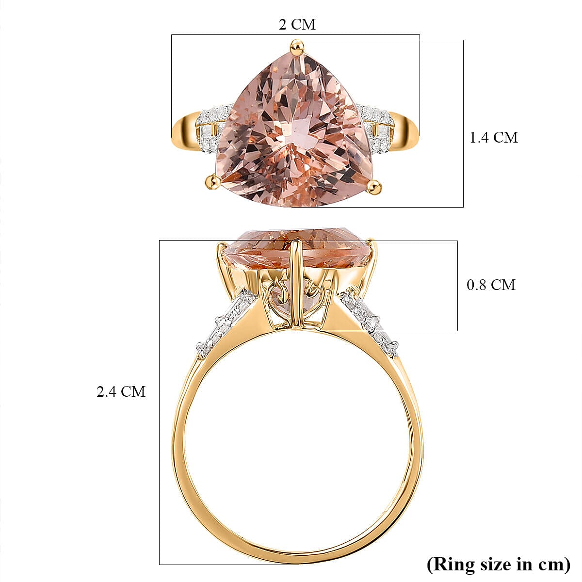 9K Yellow Gold AAA Morganite and Natural Diamond Ring 5.41 Ct.