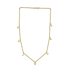 Moissanite Necklace (Size - 20) in 18K Vermeil Yellow Gold Plated  Sterling Silver, Silver Wt 5.85 GM