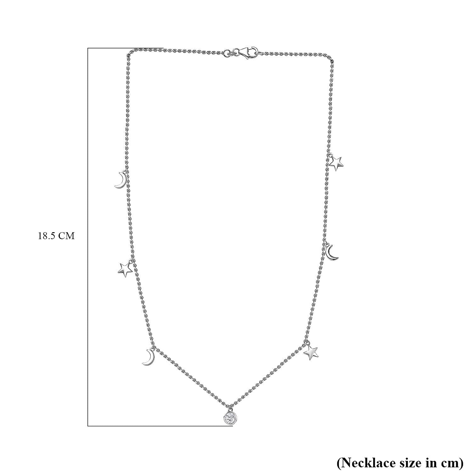 Moissanite Necklace (Size - 20) in Platinum Overlay Sterling Silver, Silver Wt 5.85 GM