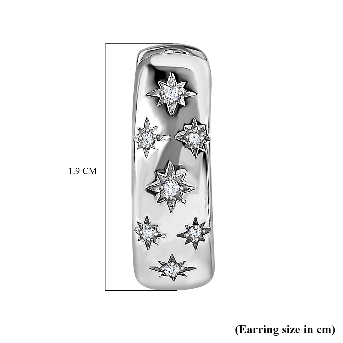 Moissanite Full Hoop Earrings (with Clasps) in Platinum Overlay Sterling Silver