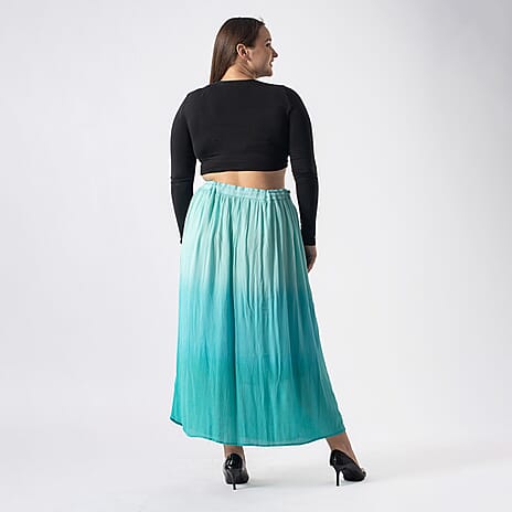 Tamsy Viscose Ombre Long Skirt (Size XXL, 24-26) - Turquoise