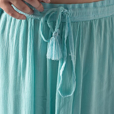 Tamsy Viscose Ombre Long Skirt (Size XXL, 24-26) - Turquoise