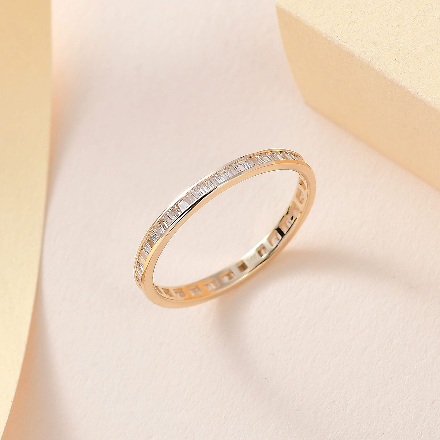 14K Yellow Gold SGL Certified Diamond (I1-I2-G-H) Band Ring 0.34 Ct.