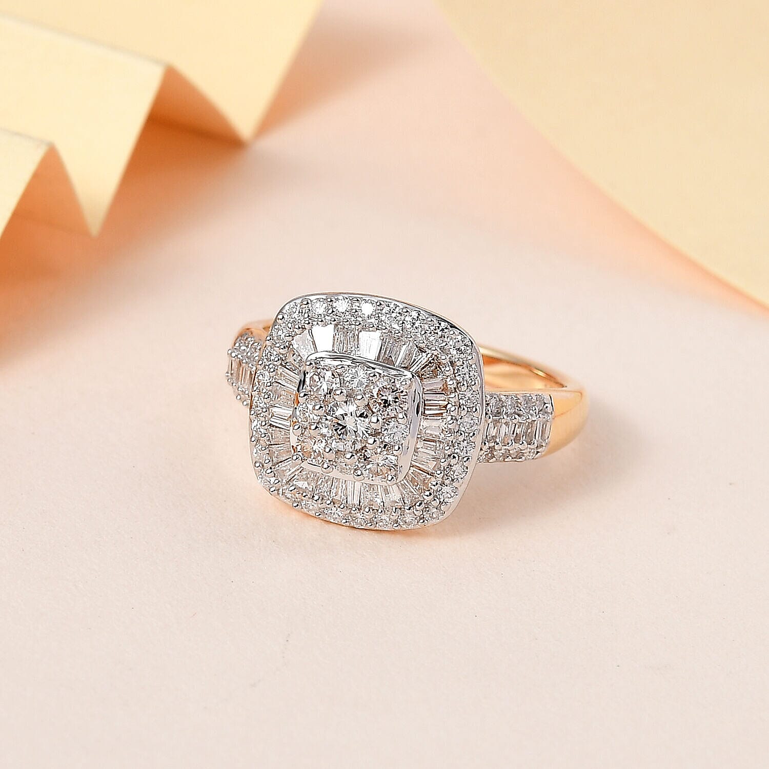 ILIANA - 18K Yellow Gold IGI Certified Diamond (SI-G-H) Halo Ring 1.00 Ct