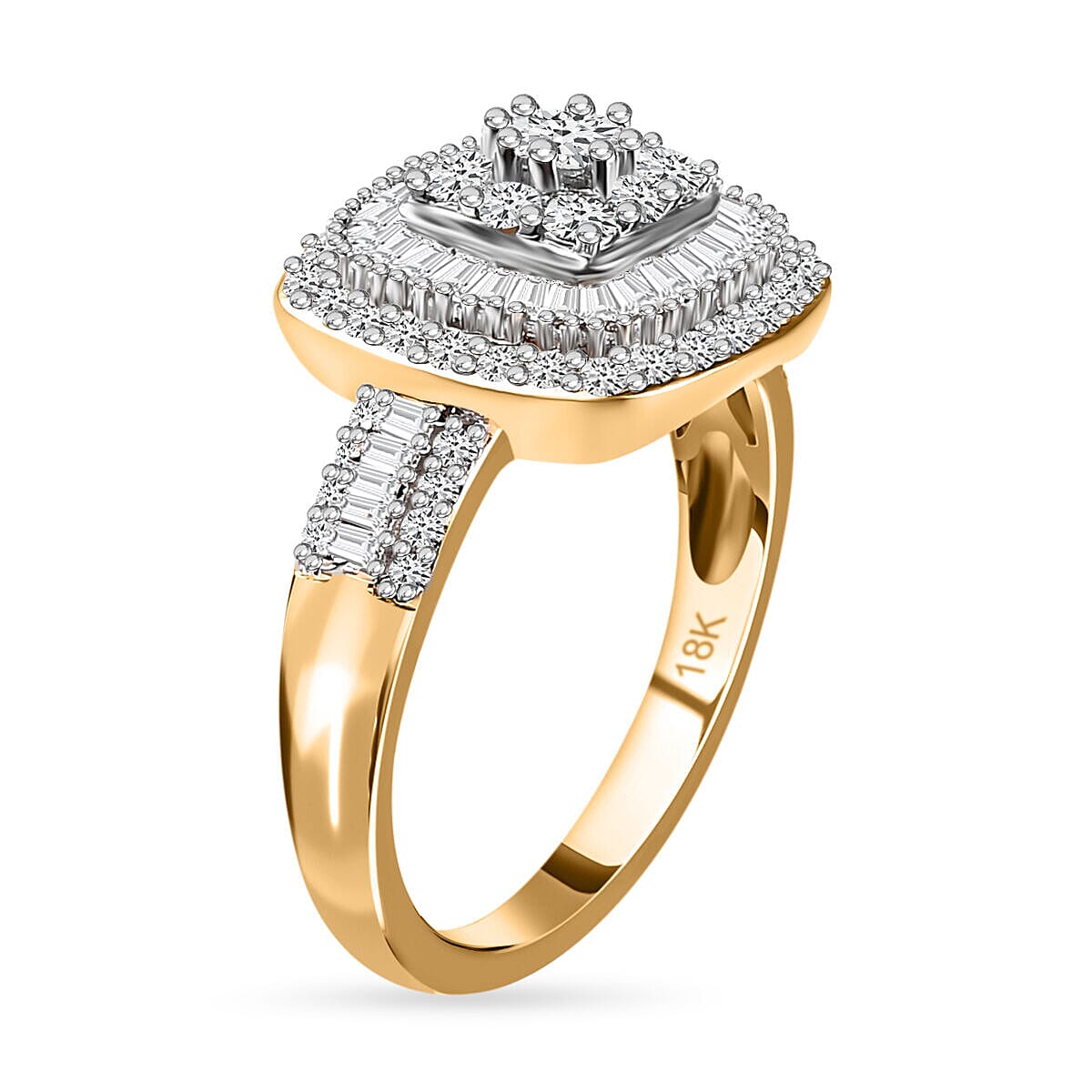 ILIANA - 18K Yellow Gold IGI Certified Diamond (SI-G-H) Halo Ring 1.00 Ct