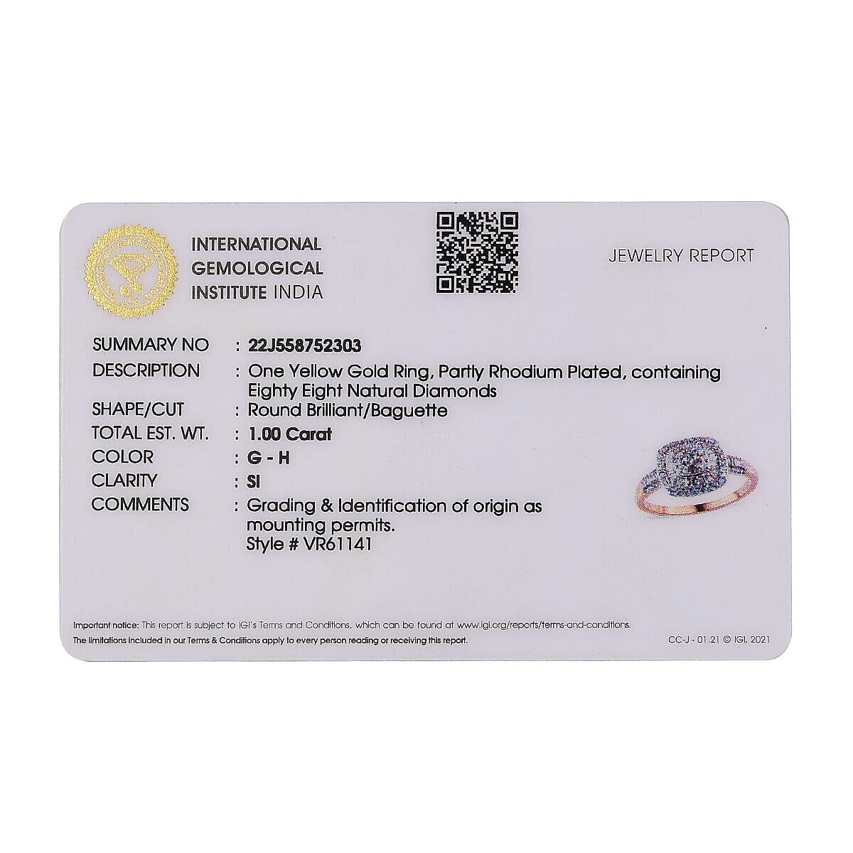 ILIANA - 18K Yellow Gold IGI Certified Diamond (SI-G-H) Halo Ring 1.00 Ct