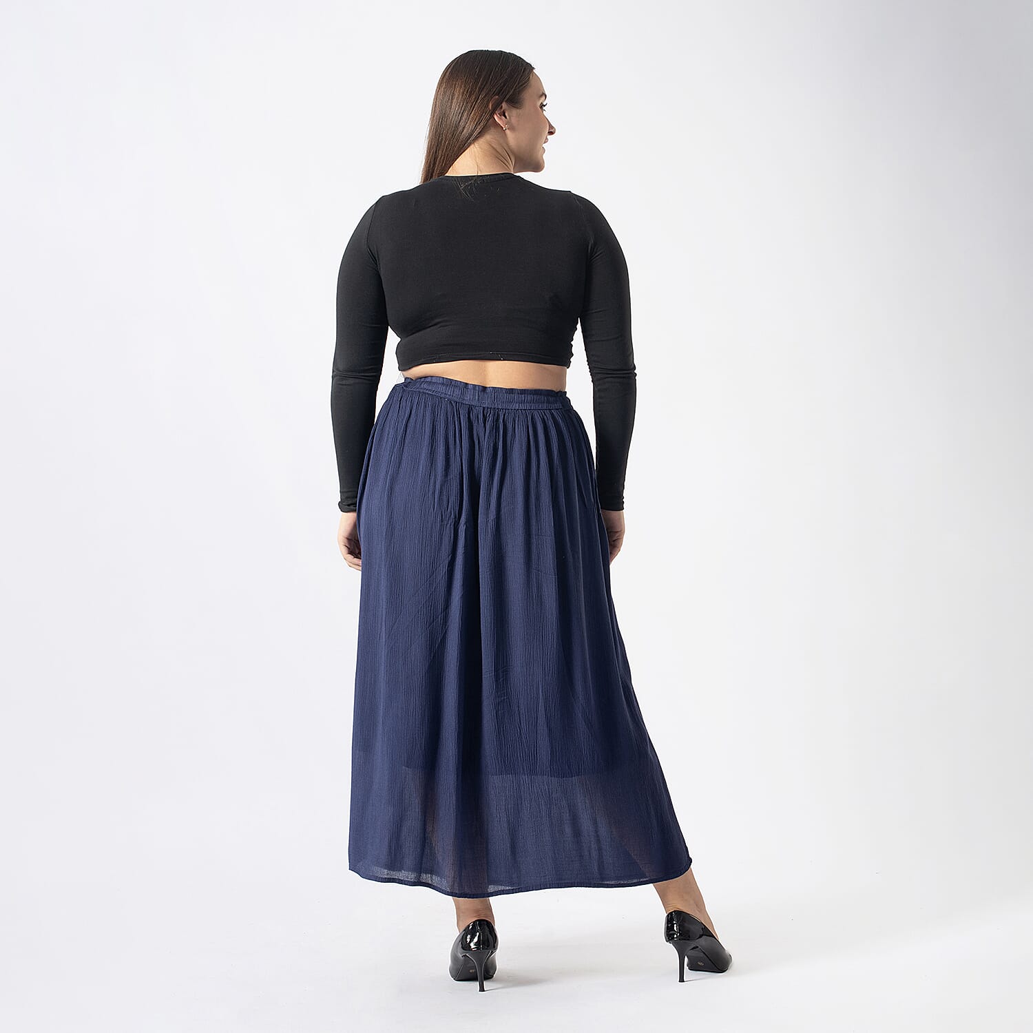 Tamsy Viscose Tie Dye Long Skirt (Size S) - Turquoise