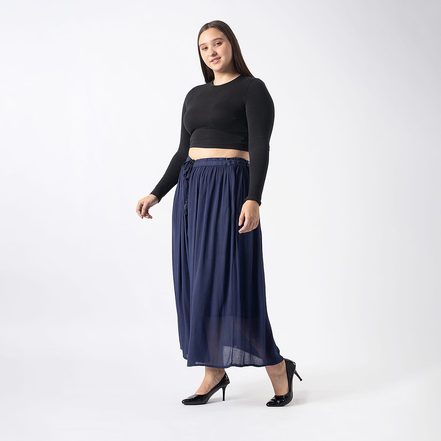 Tamsy Viscose Tie Dye Long Skirt (Size S) - Turquoise