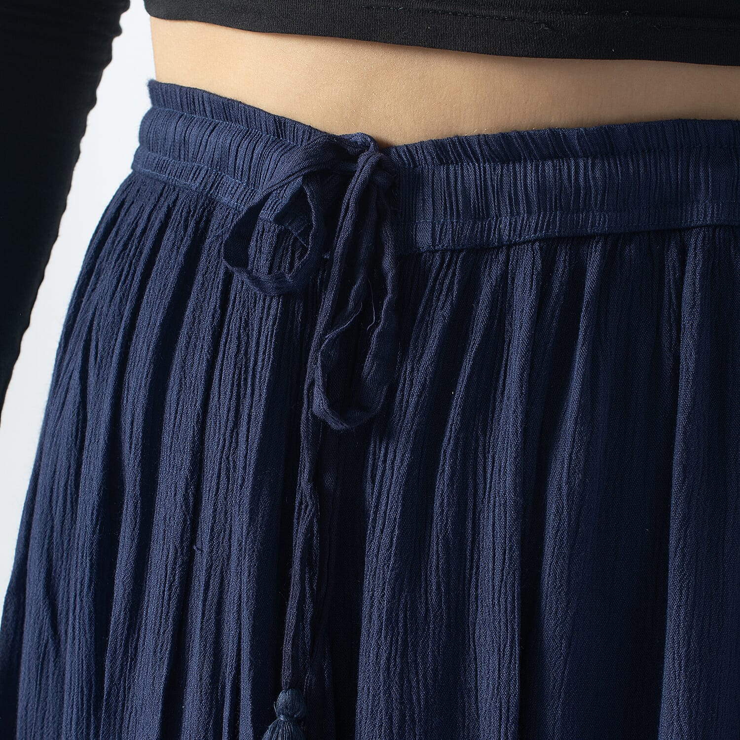 Tamsy Viscose Tie Dye Long Skirt (Size S) - Turquoise