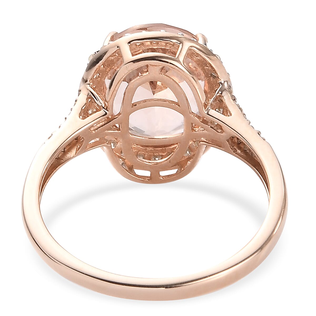 14K Rose Gold AAA Morganite and Diamond Ring 4.81 Ct.