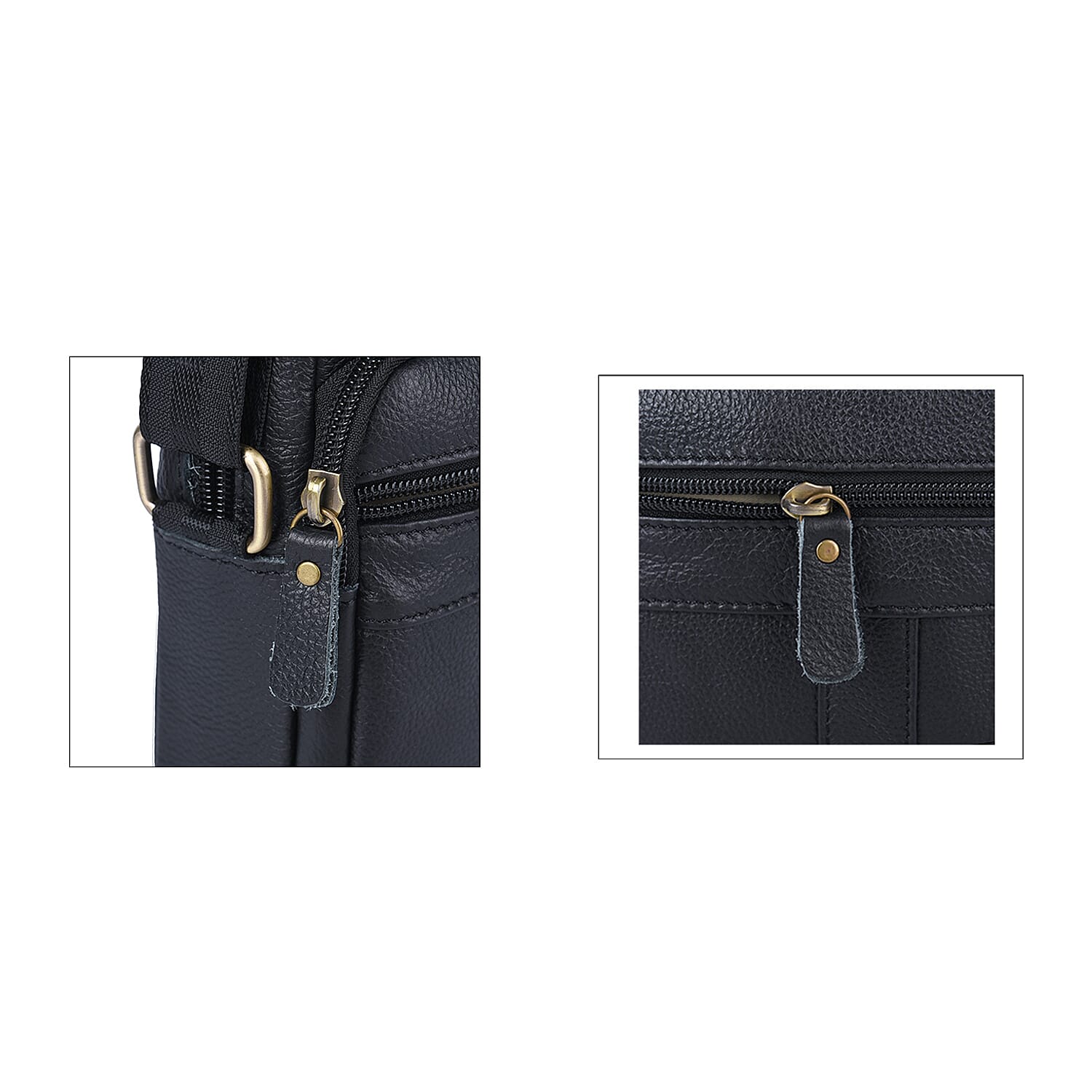 Hong Kong Closeout Collection Black Genuine Leather Mens Crossbody Bag