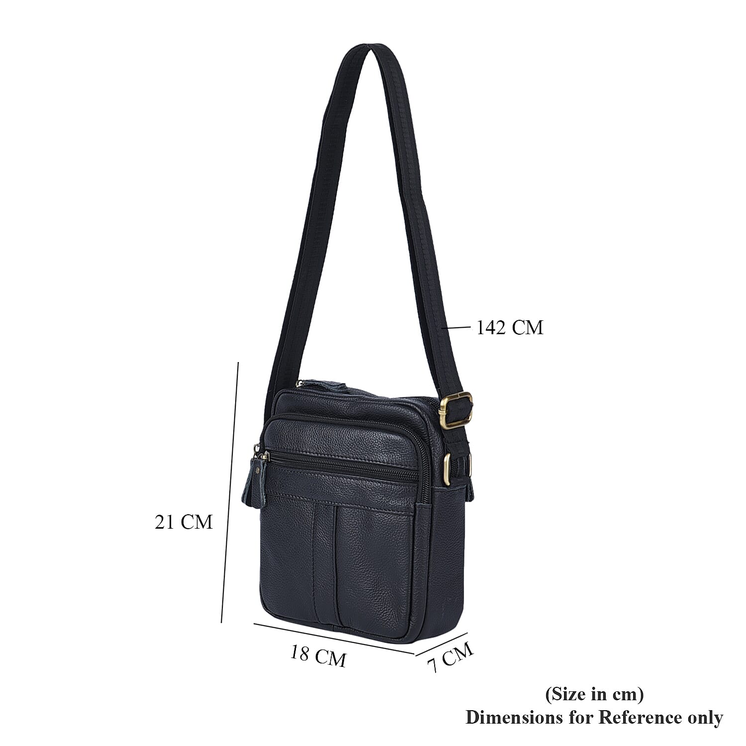 Hong Kong Closeout Collection Black Genuine Leather Mens Crossbody Bag