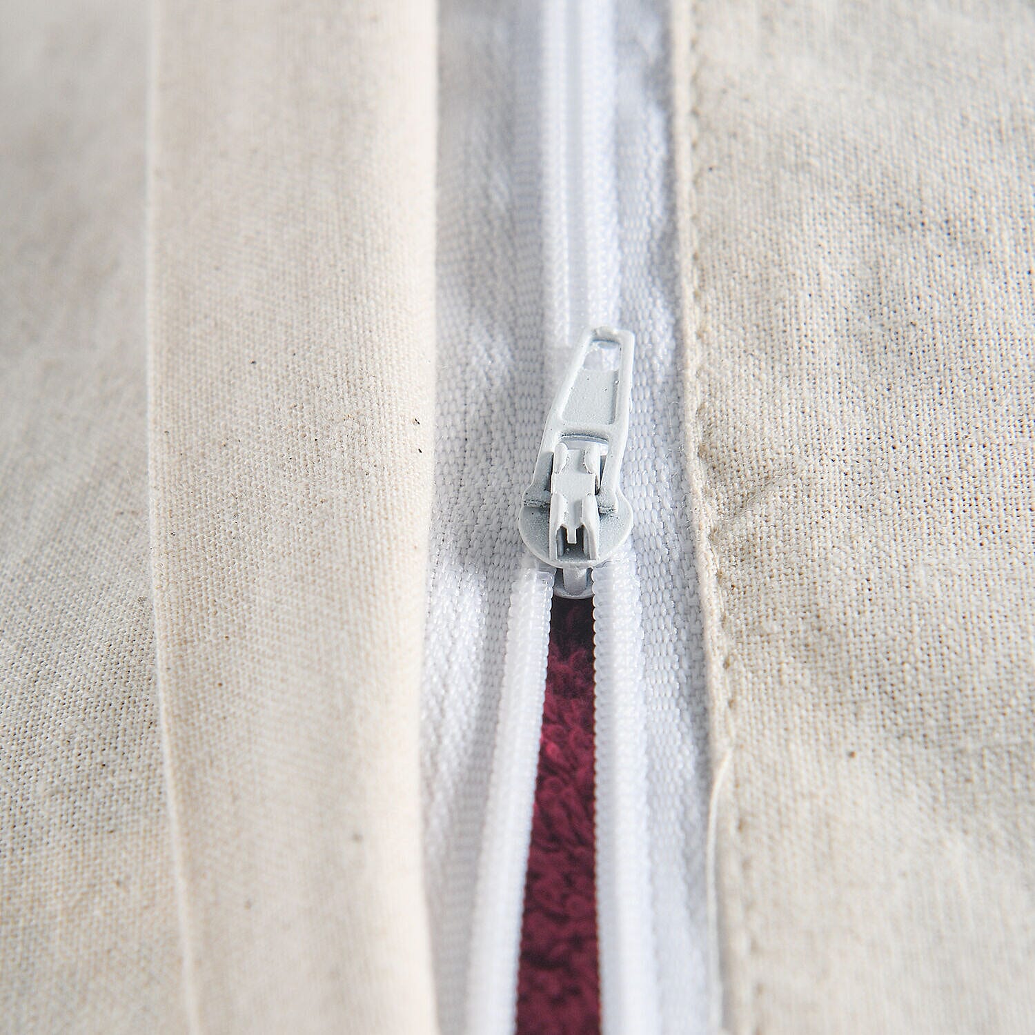 Set of 2 - Handmade 100% Cotton Crochet Cushion Cover with Zipper Closure (Size 16 Cm) - Off White