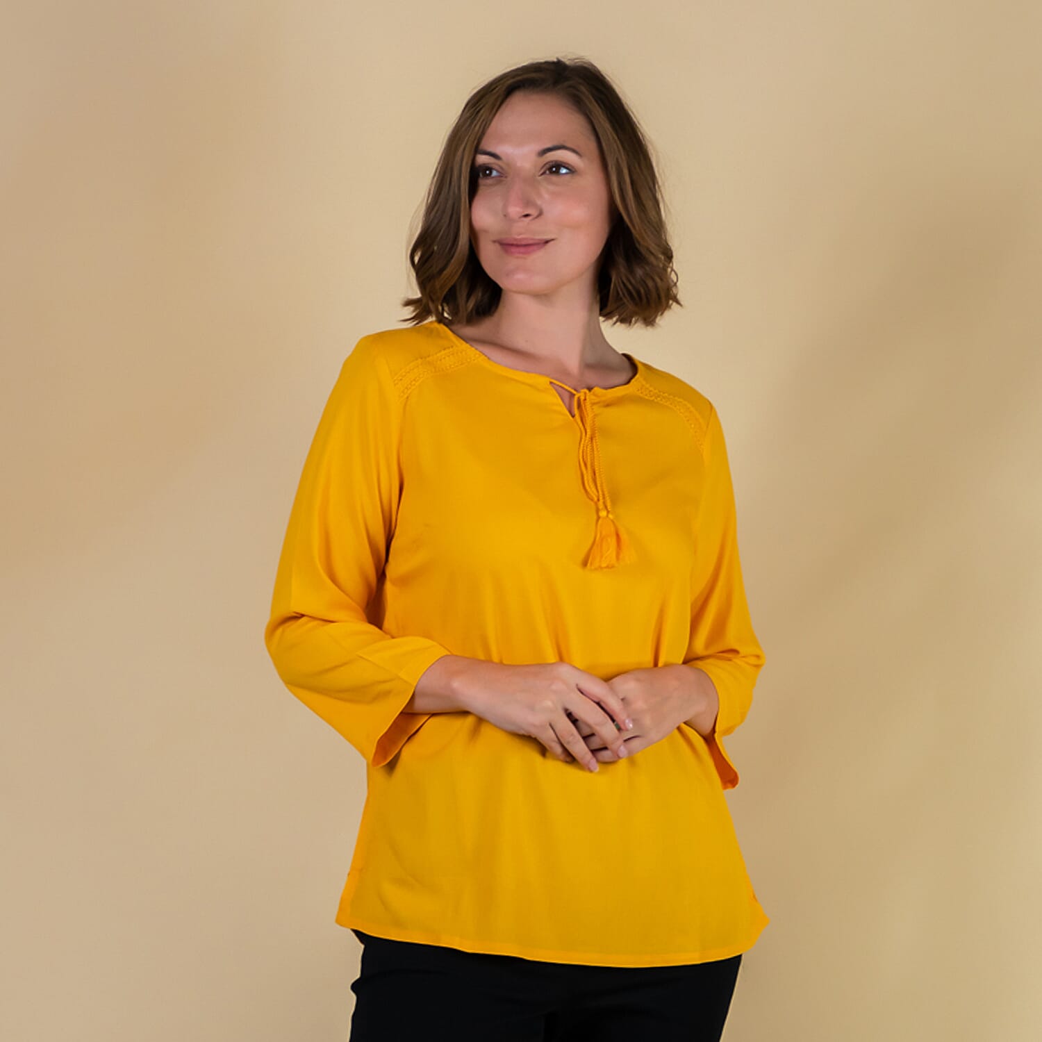 TAMSY 100% Viscose Plain Top (Size 12) - Yellow