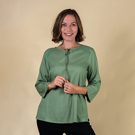 TAMSY 100% Viscose Plain Top (Size 12) - Olive Green