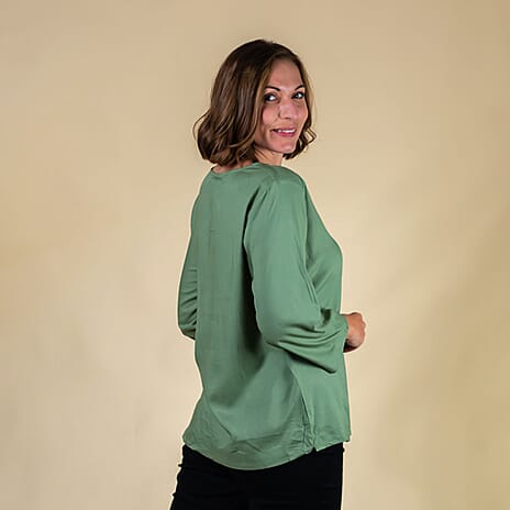 TAMSY 100% Viscose Plain Top (Size 10) - Olive Green