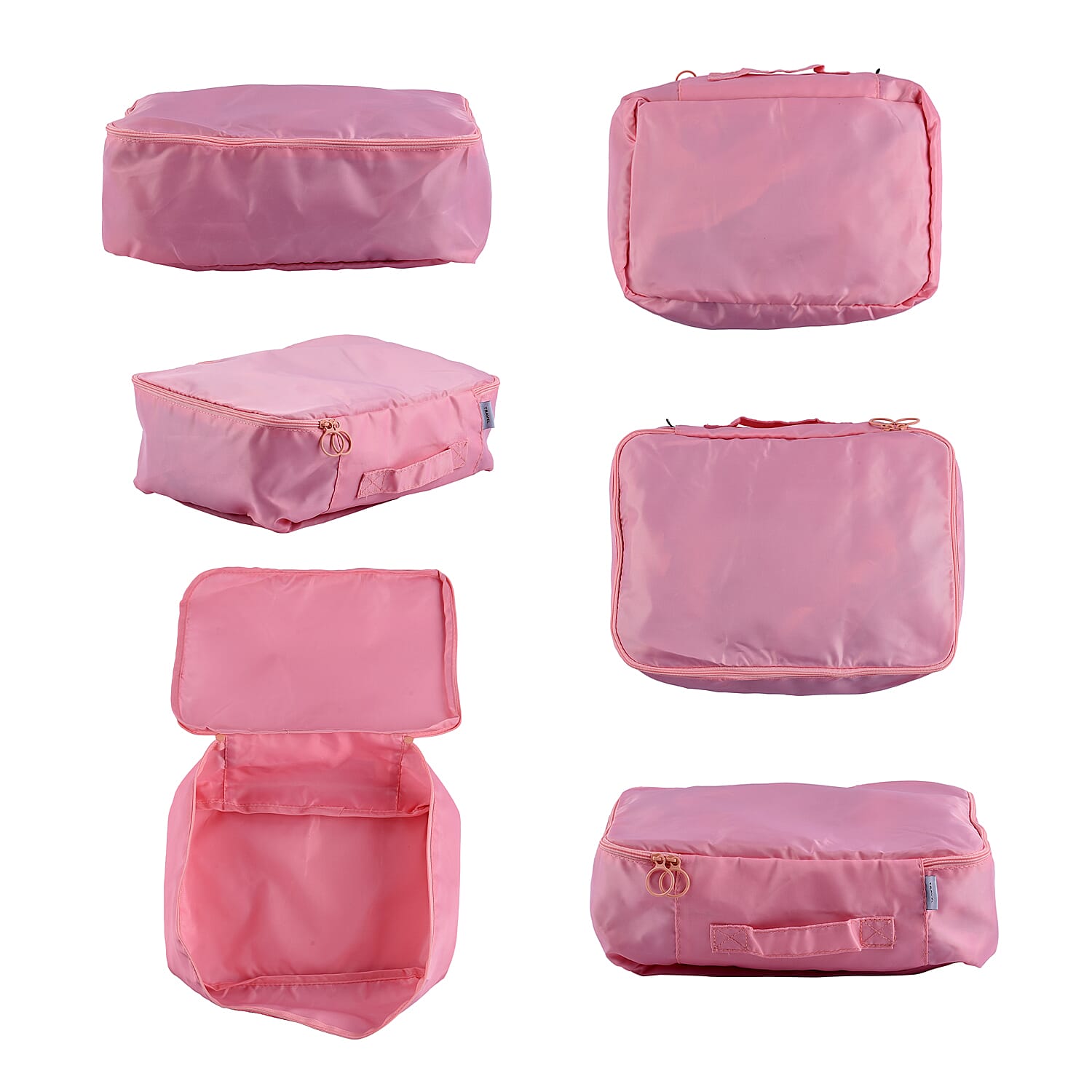 Set of 7 - Luggage Organiser Set (Includes Large Bag, Small Bag, Medium Bag, Extra Small Bag, Landry Bag, Shoe Bag and Flat Bag) - Pink Colour