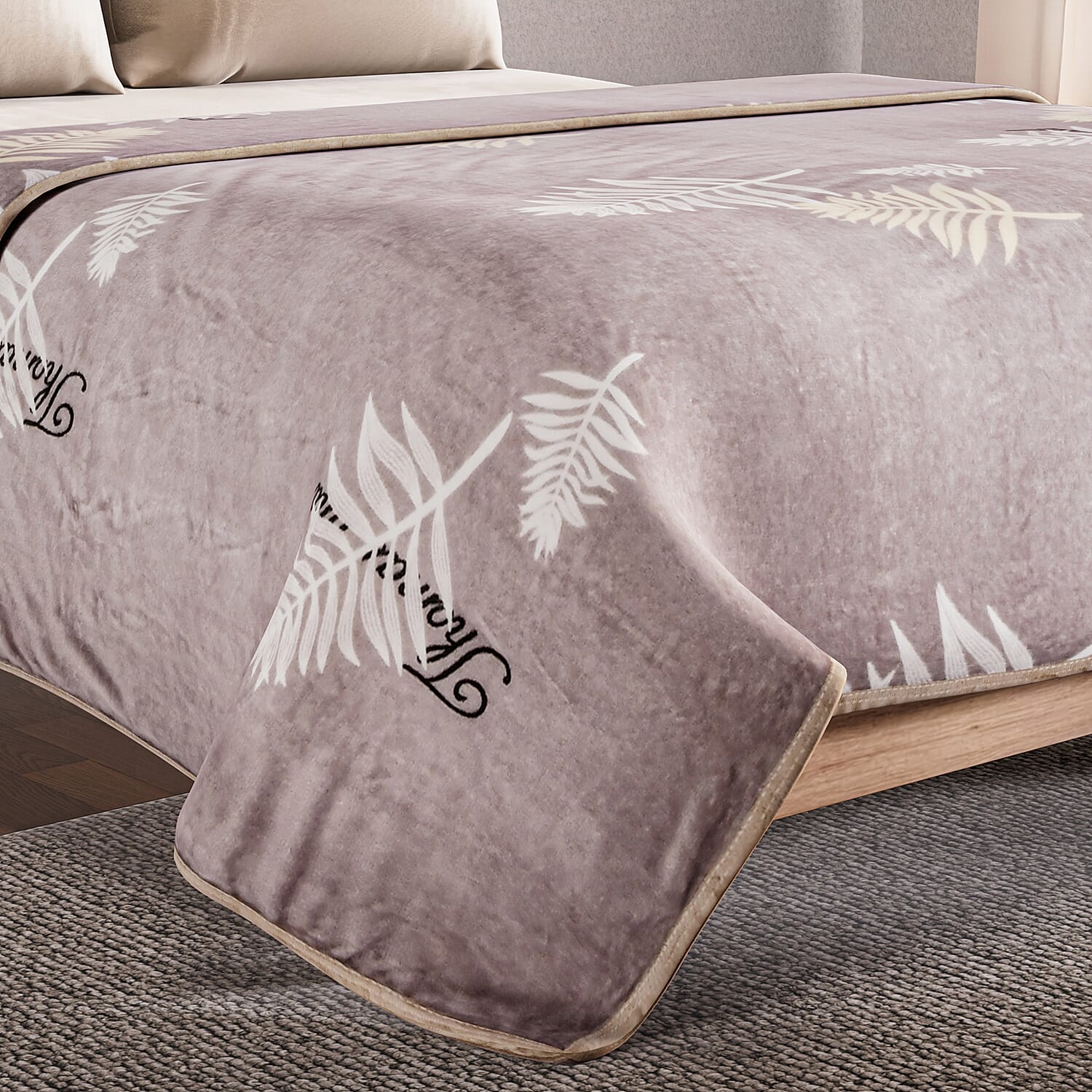 Super Soft Leaf Pattern Blanket (200x150cm) - Grey