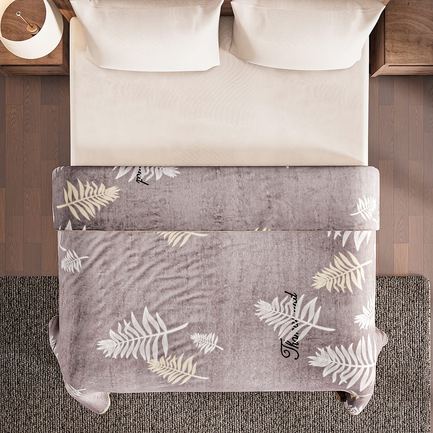 Super Soft Leaf Pattern Blanket (200x150cm) - Grey