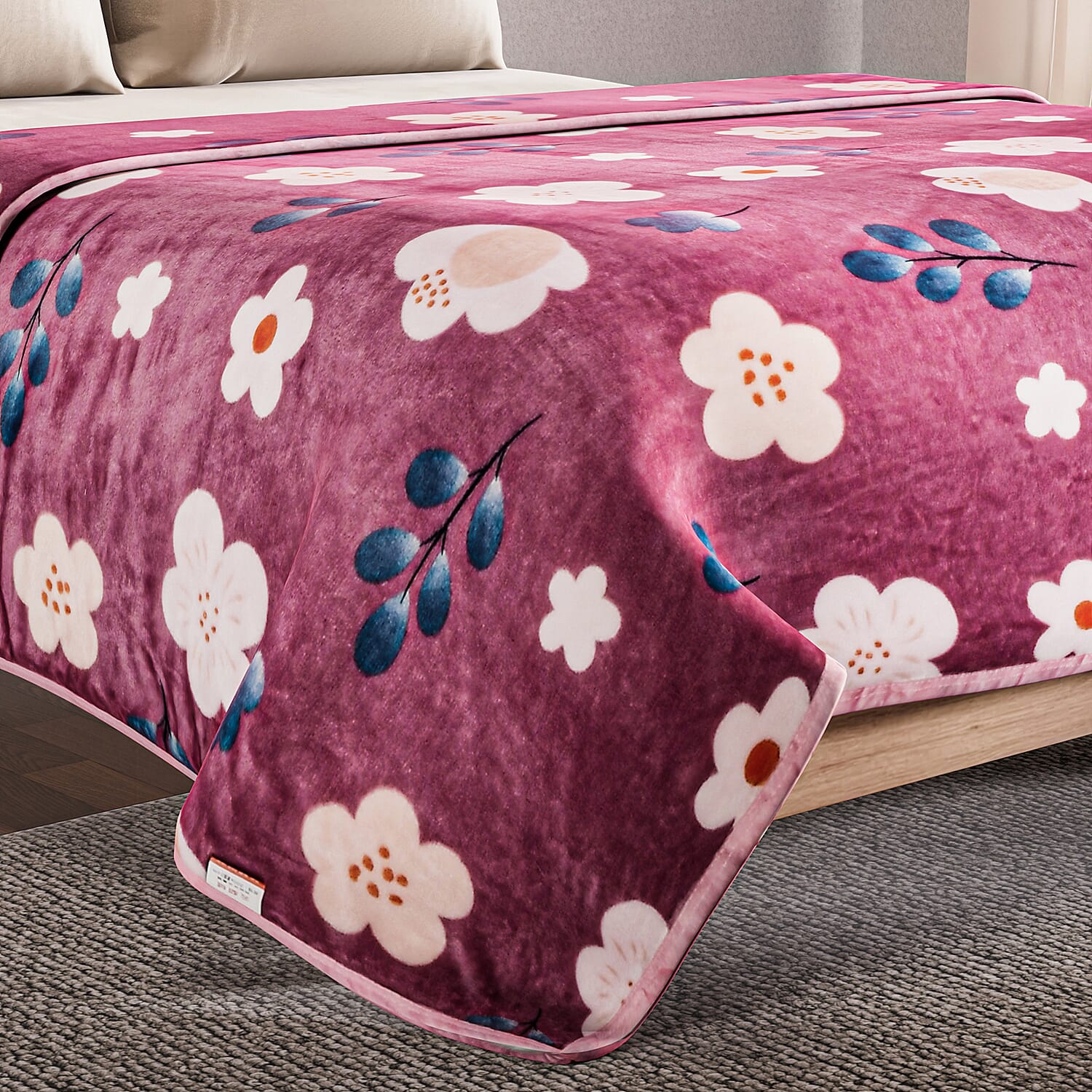 Super Soft Floral Blanket (200x150cm) - Maroon