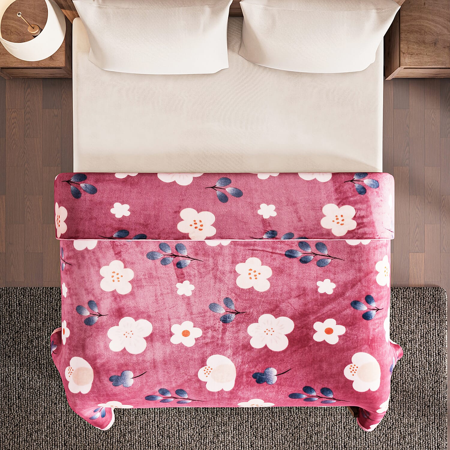 Super Soft Floral Blanket (200x150cm) - Maroon