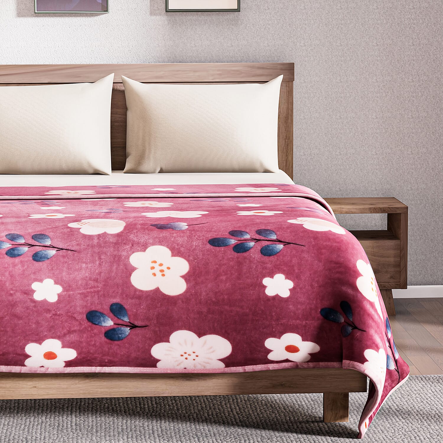Super Soft Floral Blanket (200x150cm) - Maroon