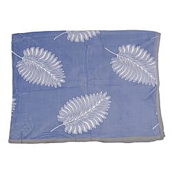 Flannel Small Contemporary Leaf Printed Blanket (King Size, 200x150 cm) - Light Blue
