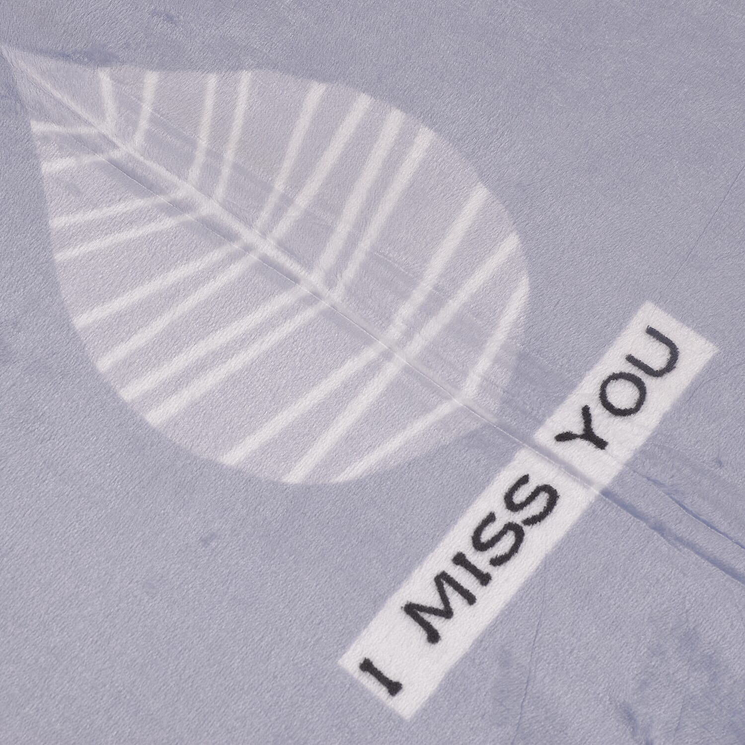 Flannel Leaf Printed Blanket - I Miss You  (King Size, 200x150 cm) - Grey